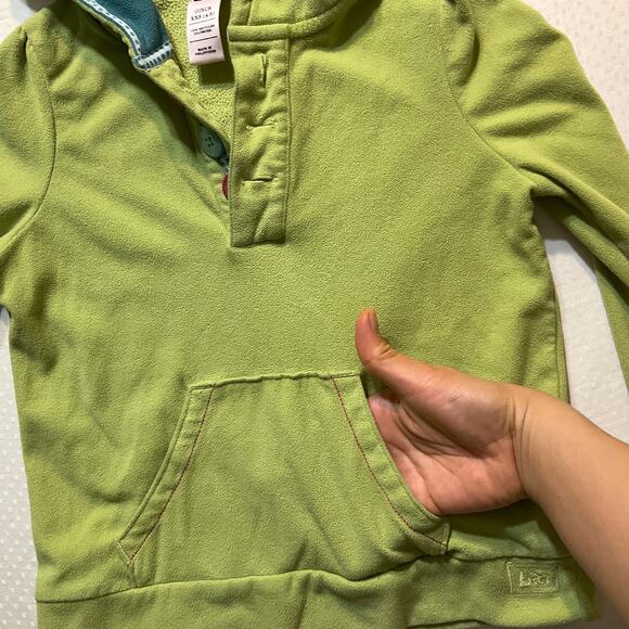 REI Little Girl Hoodie size XXS (4/5) Green Long Sleeve Fleece Kangaroo Pouch - Picture 6 of 7